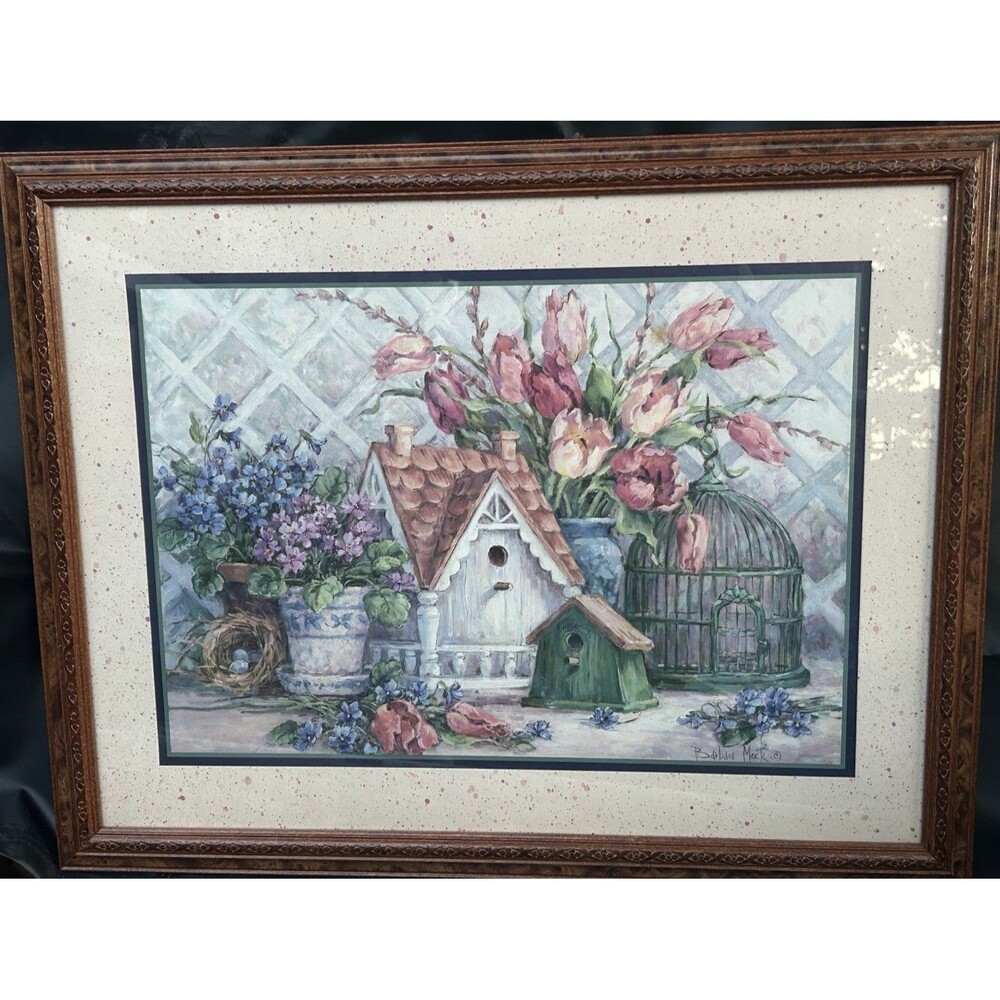 Home Interiors Birdhouse Blessings Barbara Mock Homco Tulips Flowers Birdnest